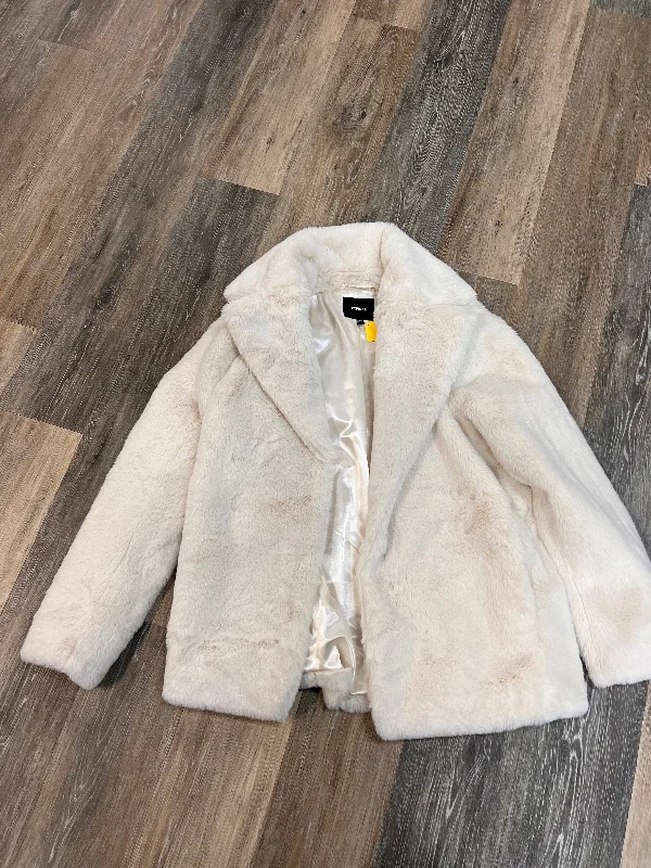 Knitted Design Jacket Faux Fur & Sherpa By Express In White, Size: S