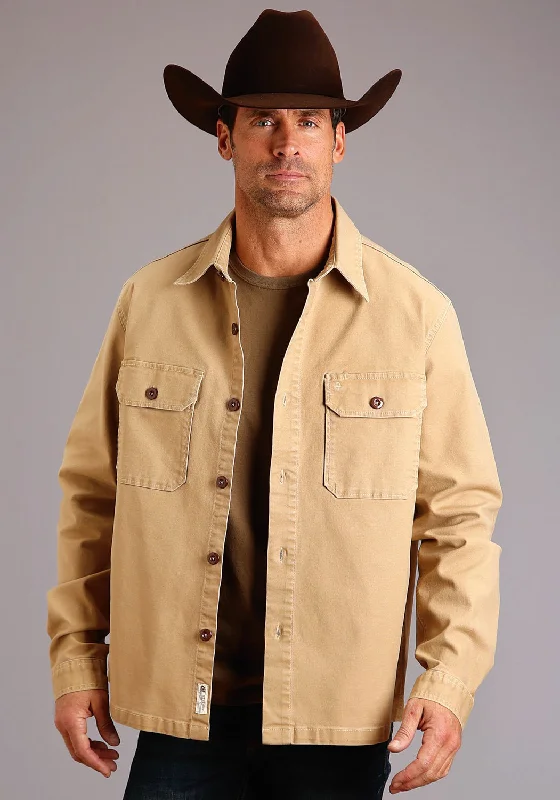 Street Fashion Stetson Mens Camel Tan Cotton Blend Canvas Jacket