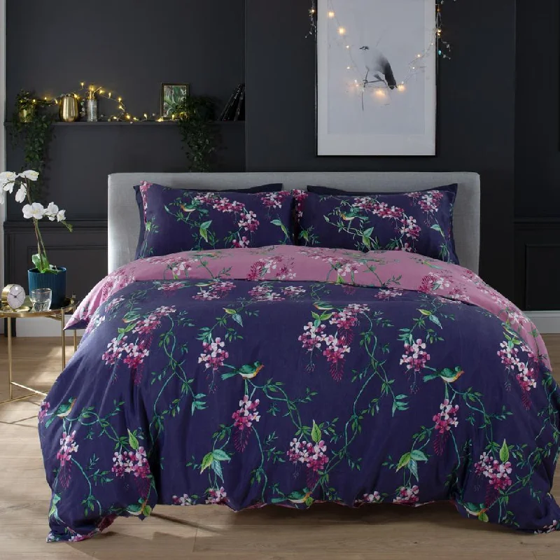 High-quality Design Deyongs Bird Garden Plum 200 Thread Count Cotton Rich Reversible Duvet Cover Set