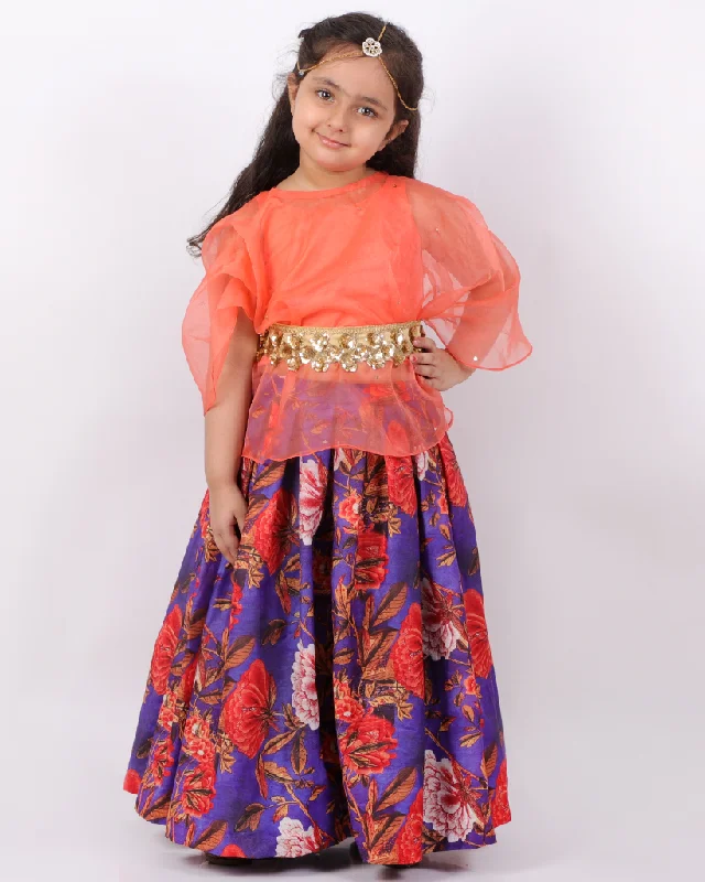 Goddess Outfit Pre-Order: Purple Floral Cape Ghagra