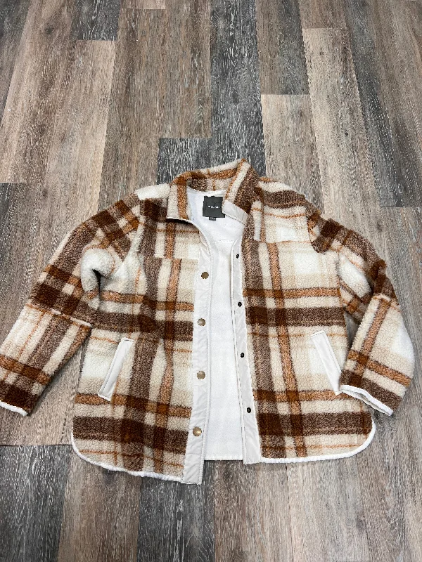 Fresh And Natural Jacket Faux Fur & Sherpa By Maurices In Plaid Pattern, Size: L