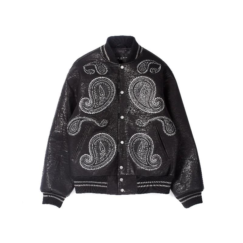Thin Design Cult's Paisley Varsity Jacket in Black