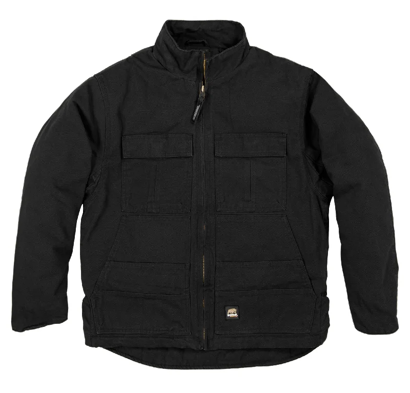Fashionable And Versatile Berne Mens Black 100% Cotton Chore Coat
