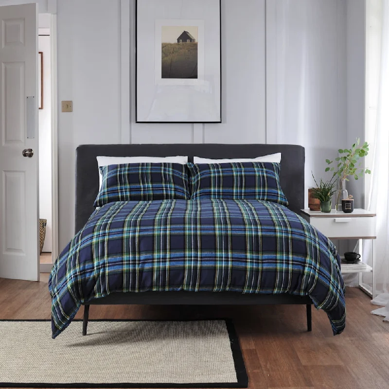 Denim Design The Lyndon Company Willington Check Printed Brushed 100% Cotton Bedlinen Duvet Set