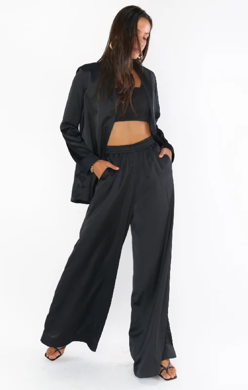 Summer Selection Irwin Pants ~ Black Luxe Satin