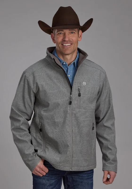 Casual Ease Roper Mens Technical Zip Dark Taupe Polyester Softshell Jacket