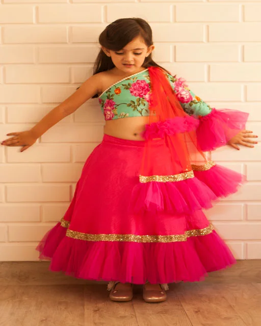 French Style Pre-Order: Pink Ghaghra Choli set