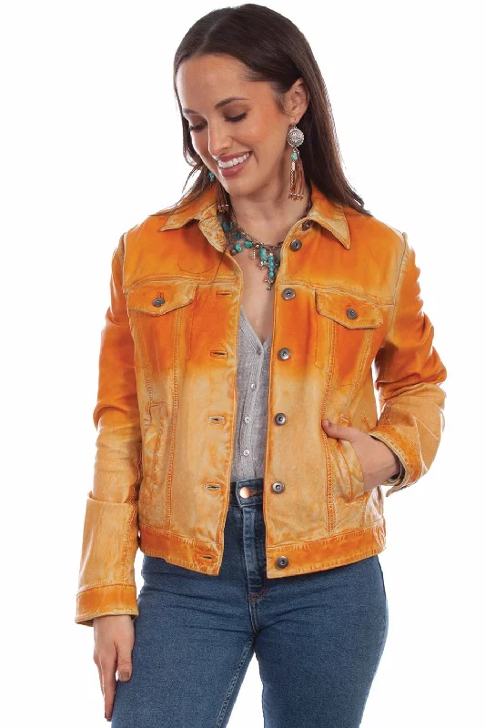 Elegant And Simple Scully Womens Butterscotch Leather Ombre Jacket