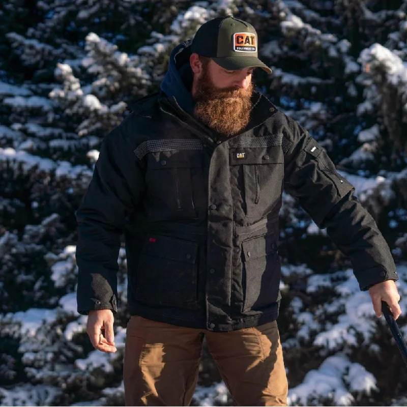 Single-shoulder Neck Design CAT Men's Insulated Work Winter Parka -  Black W11432