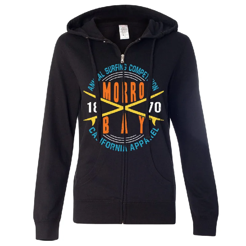 Versatile Items Annual Surfing Competition Ladies Lightweight Fitted Zip-Up Hoodie