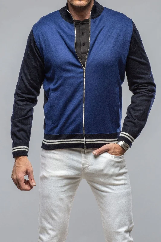 Low-key Luxury Entoto Cashmere Baseball Jacket In Navy