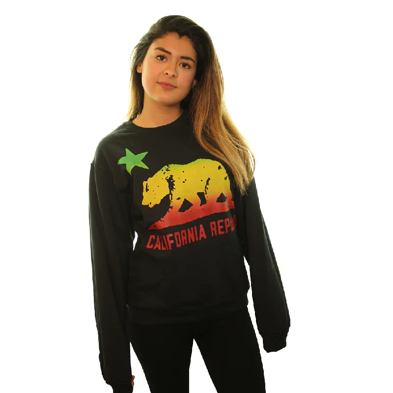 Cozy Fit Wear California Republic Rasta Bear Flag Asst Colors Crewneck Sweatshirt