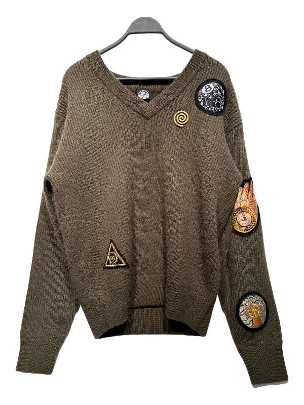 Design Trend STUSSY/Sweater/XL/Wool/GRN/DRIES VAN NOTEN PATCH KNIT