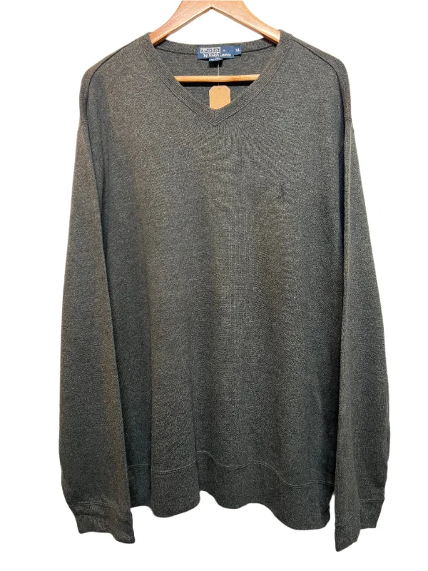 Sweet Breath Polo Ralph Lauren Mens V Neck Grey Sweater (Size XL)