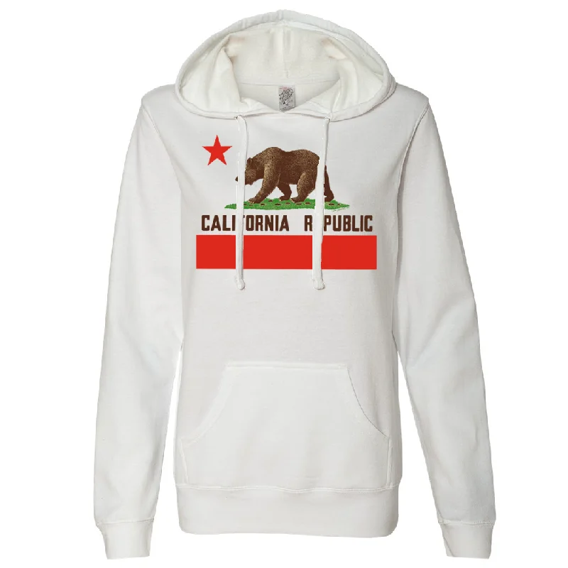 High-end Sense Don Pimentel California Republic Bear Flag Brown Text Ladies Lightweight Fitted Hoodie