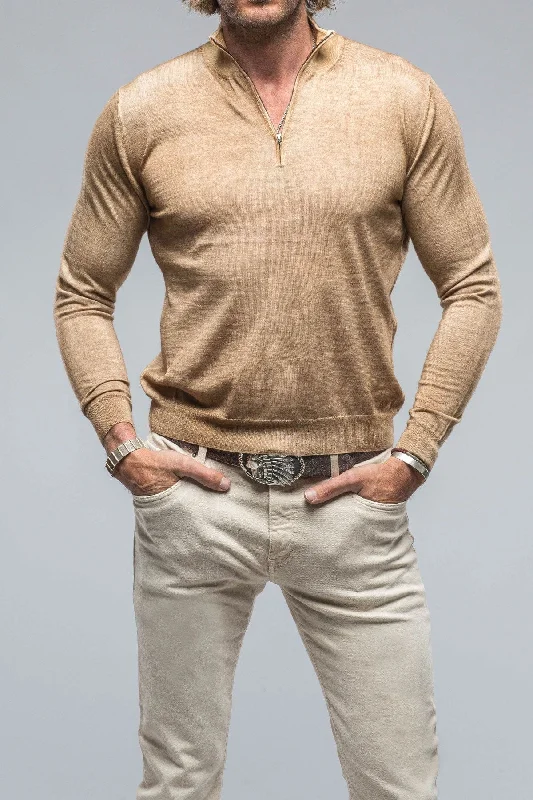 Comfortable Wear Queniin Cashmere Quarter Zip In Rust