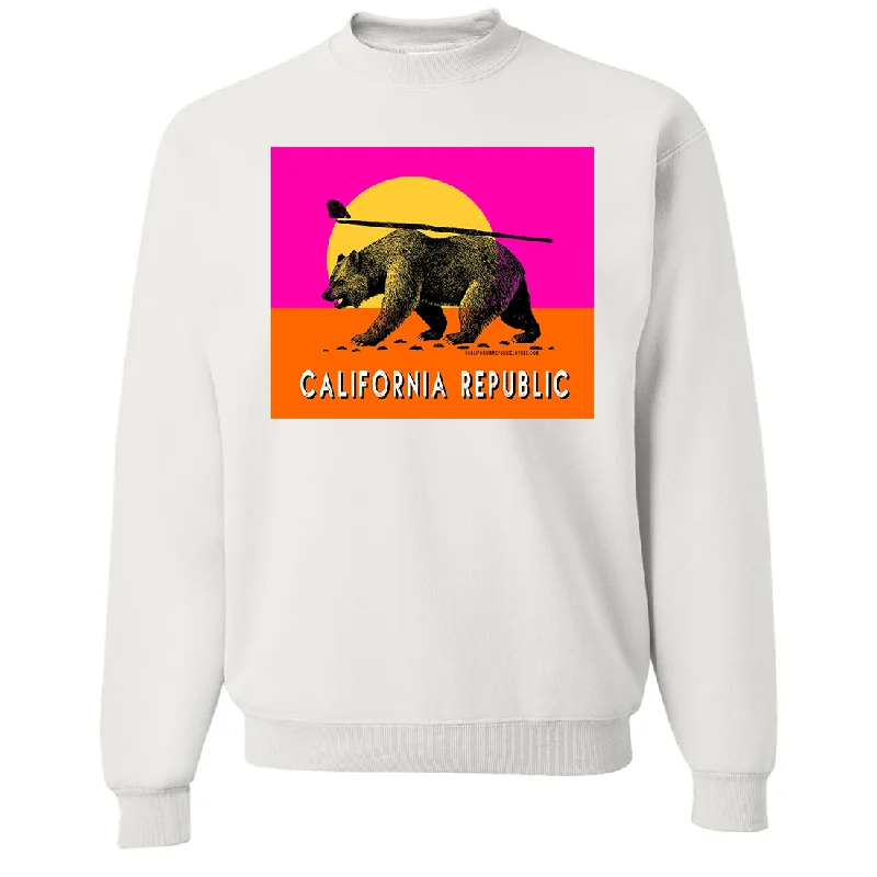 Exquisite Details California Summer Surf Bear Crewneck Sweatshirt