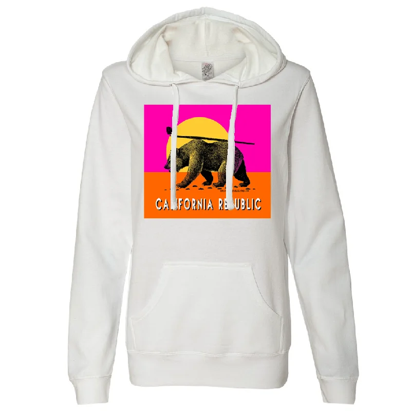 Unique Fashion California Summer Surf Bear Ladies Lightweight Fitted Hoodie