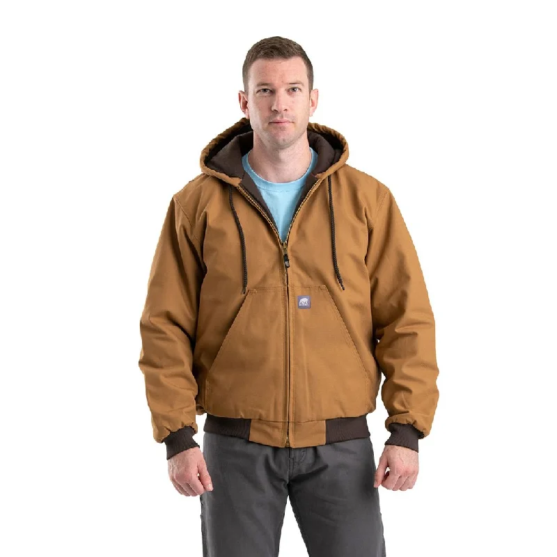 Soft Feel Berne Men's Heritage Duck Hooded Active Work Jacket HJ51 - Brown
