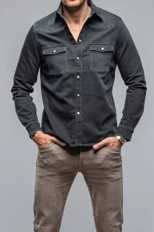 Fresh And Elegant Ranger Colored Denim Snap Shirt In Anthracite