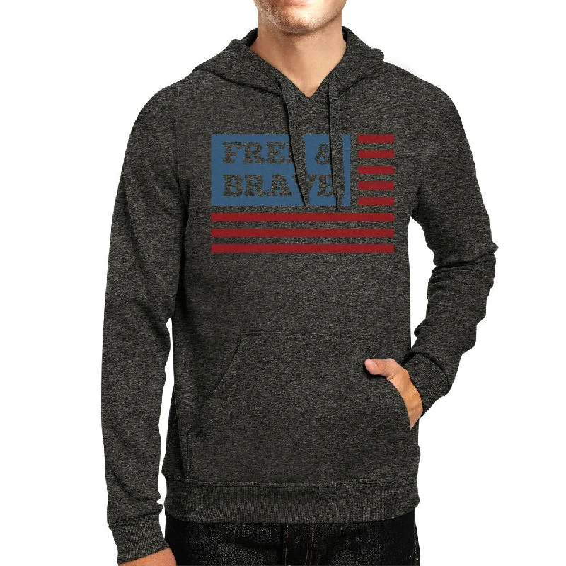 Effortless Looks Free Brave Us Flag Unisex Dark Grey Graphic Hoodie Pullover Fleece