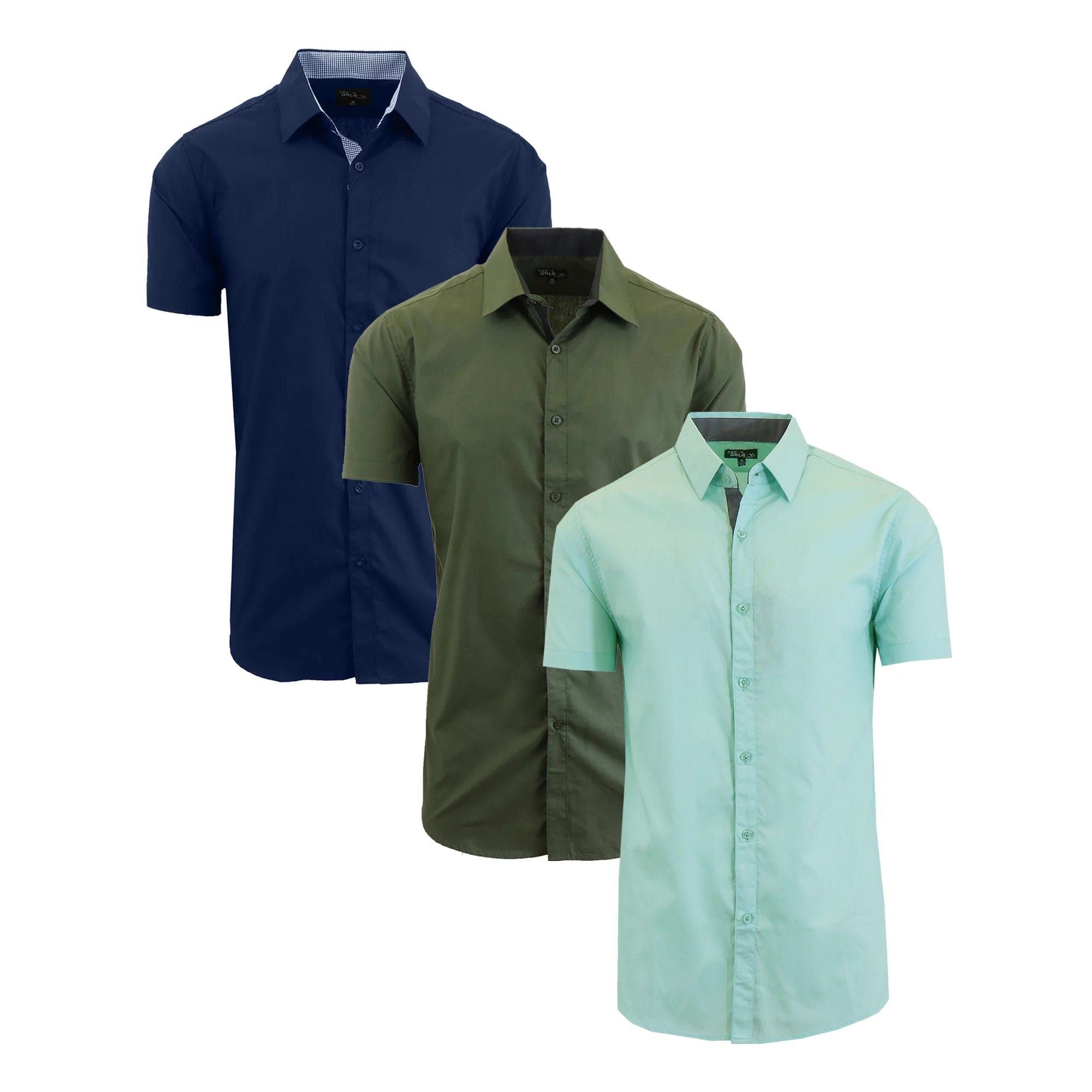 Easy Comfort Style Men's 3-Pack Short Sleeve Dress Shirts (S-5XL)