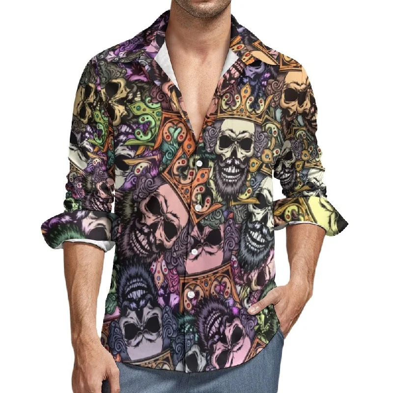 Classic Series Men's Skull Crowns Colorful Long Sleeve Shirt