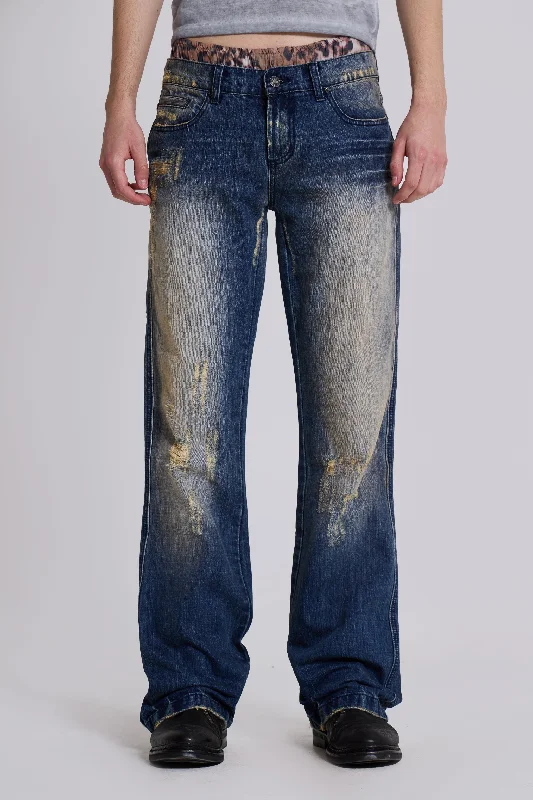 Thin Design Metal Bootcut Jeans
