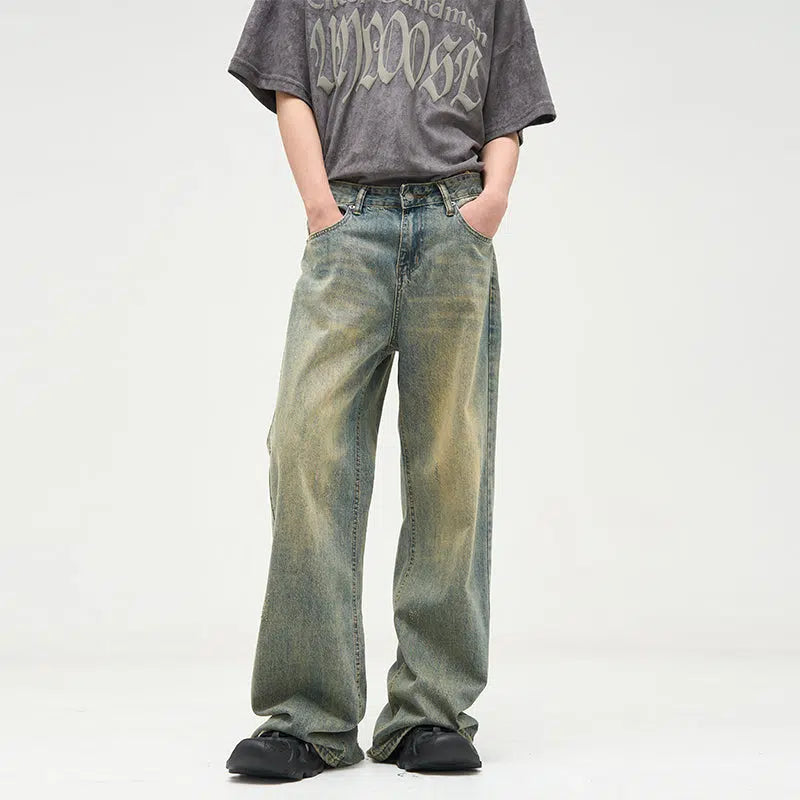 Comfortable And Simple Unisex Washed Retro Wide-leg Pants