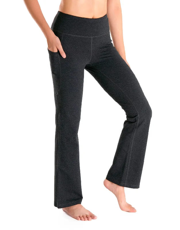 Modernism Essential Bootcut Yoga Pants, Side Pockets (Charcoal)