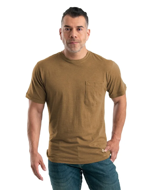 Elegant And Simple Berne Apparel Mens Performance Pocket Tee Brown Cotton Blend L/S T-Shirt
