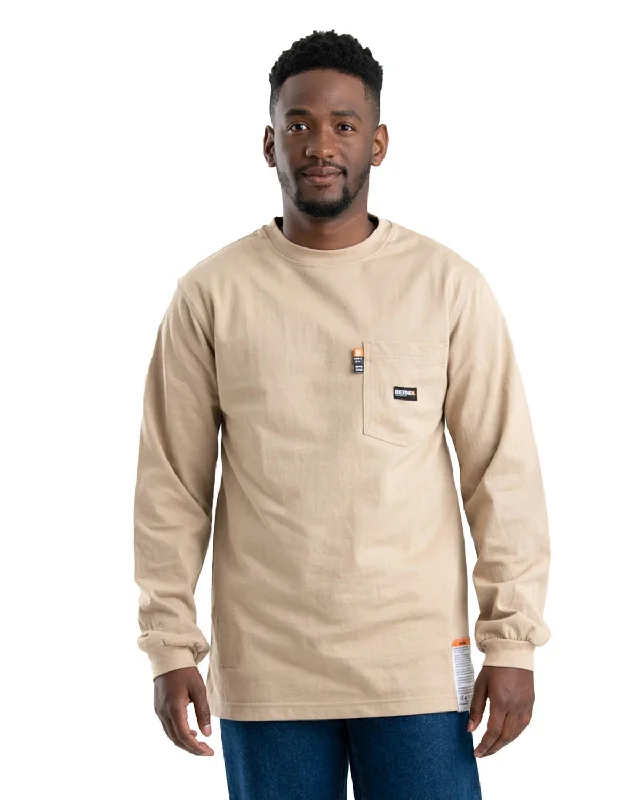 Elegant Temperament Berne Mens Khaki 100% Cotton FR Crew Neck T-Shirt S/S