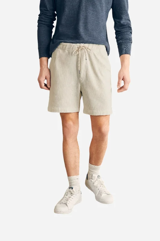 Cozy Fit Wear Faherty Essential Italian Knit Drawstring Cord Short 6" in Stone
