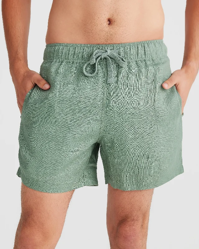 Bright Colors Linen Shorts Khaki