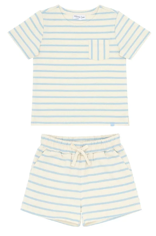 Everyday Comfort Minnow Boys Powder Blue and Cream Tee and Short Set