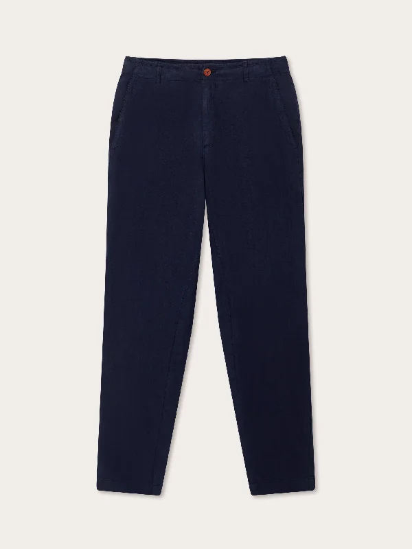 High-end Sense Men's Navy Blue Randall Linen Trousers